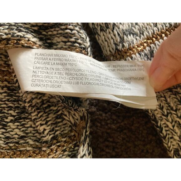Zara Knit Black/White/Gold Sweater Sz Small - Picture 6 of 10